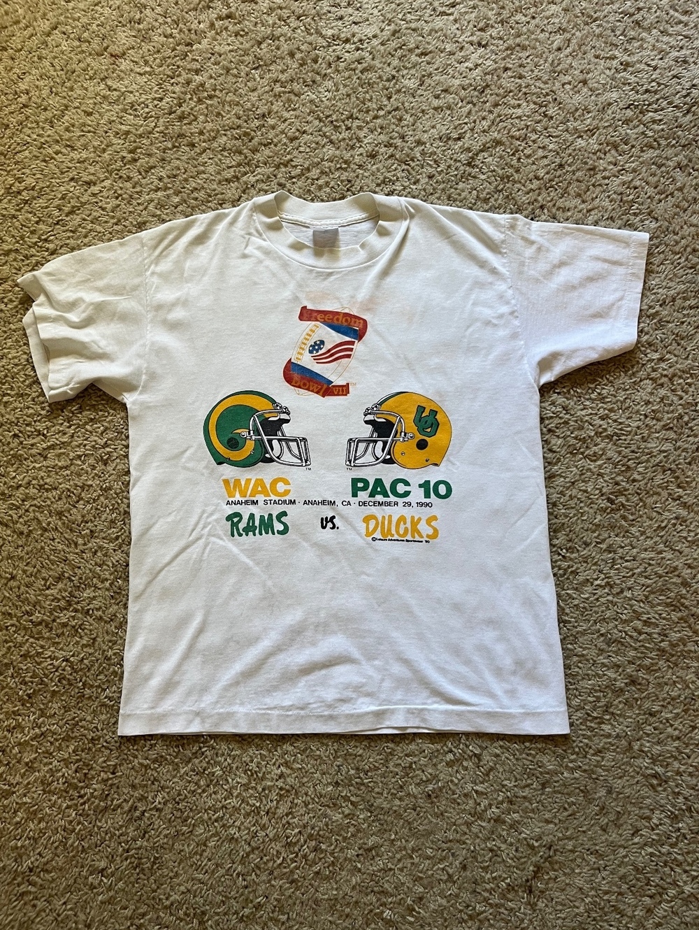 Freedom Bowl 1990 VTG College Football Shirt CSU vs Oregon White